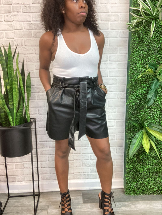 Tia Vegan Leather Paper Bag Shorts Swann Salon Studio